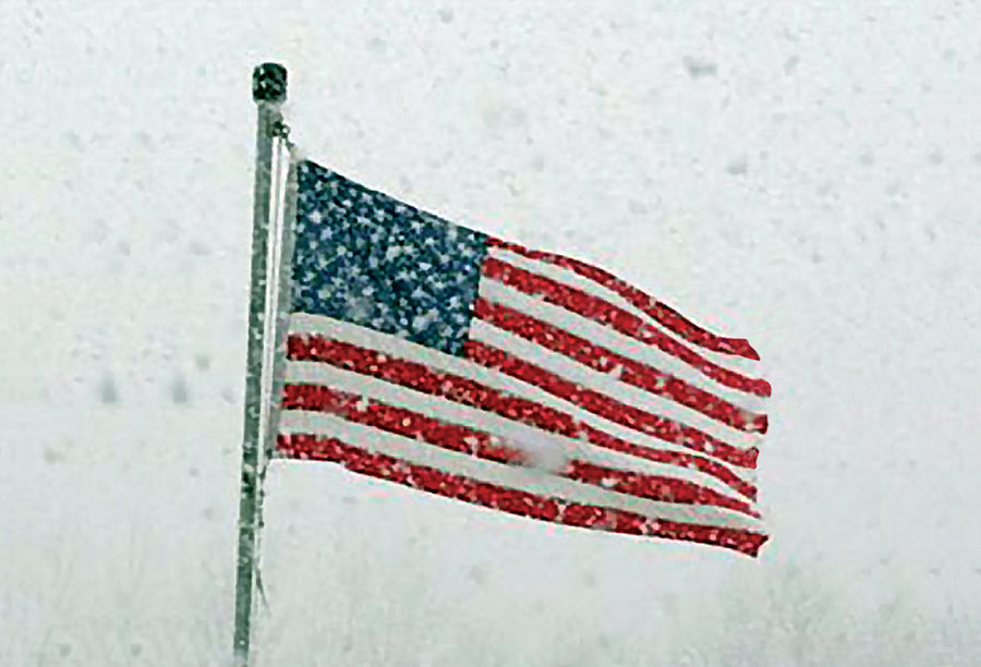 TOUGH-TEX FLAG IN SNOWSTORM POSTCARD