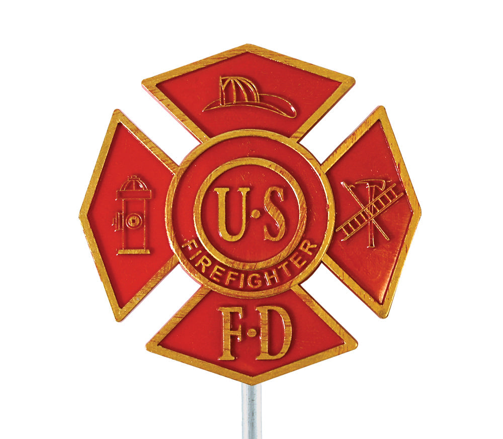 GRAVE MARKER PLASTIC RED US FIREFIGHTERS
