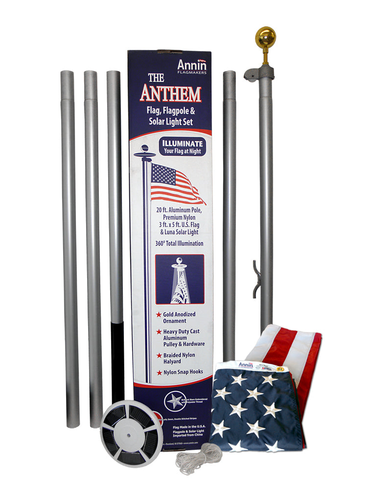 20F ANTHEM PL W/SOLAR LIGHT 3X5 FLAG 1PK