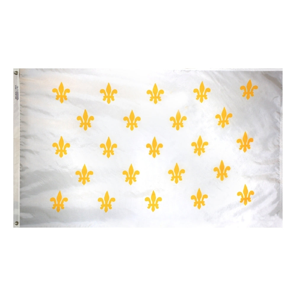 3X5 FT NYL-GLO FLEUR DE LIS WH/23GLD